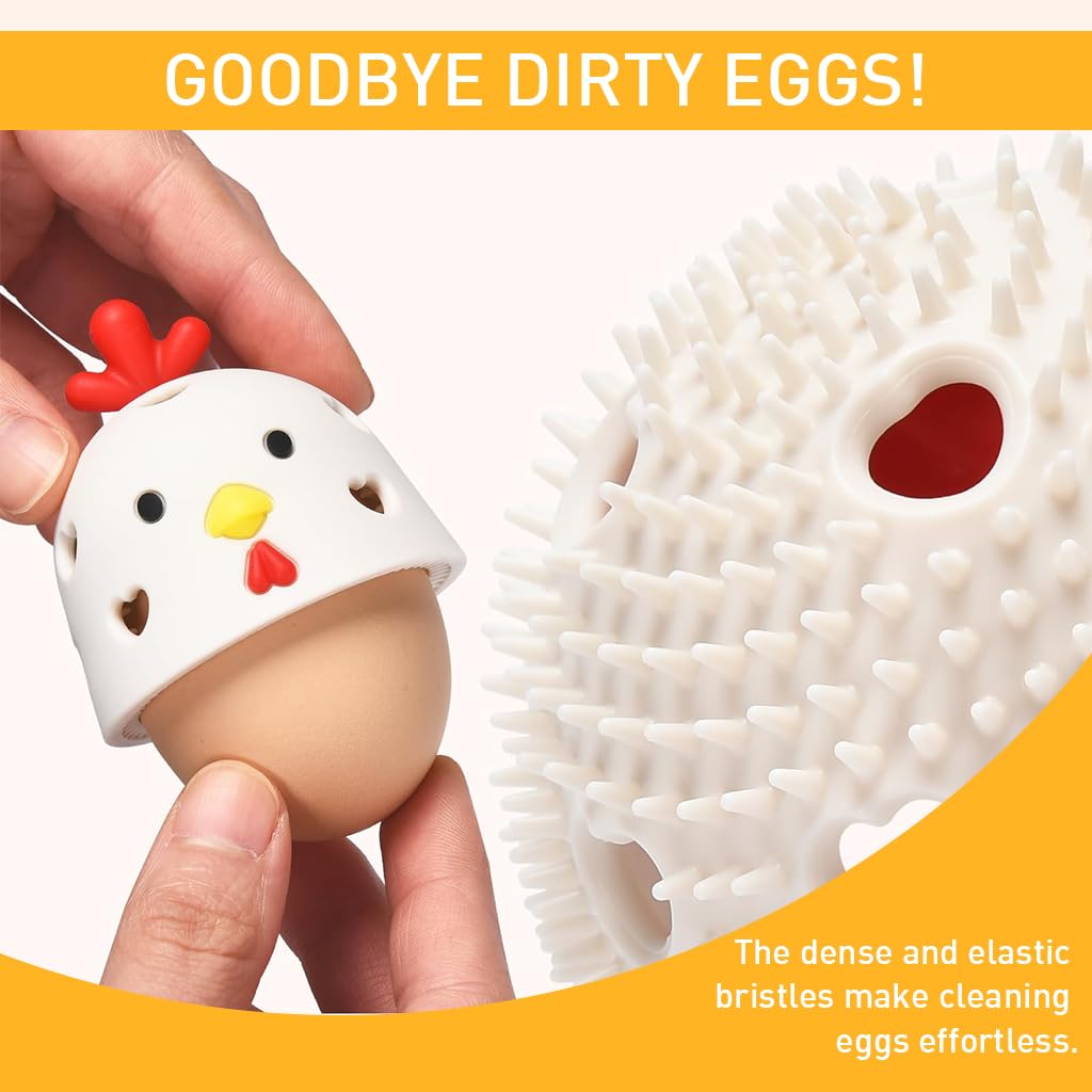 HASTHIP Silicone Egg Brush Cleaner for Fresh Eggs with 2.24 in Cap Design and Soft Bristles