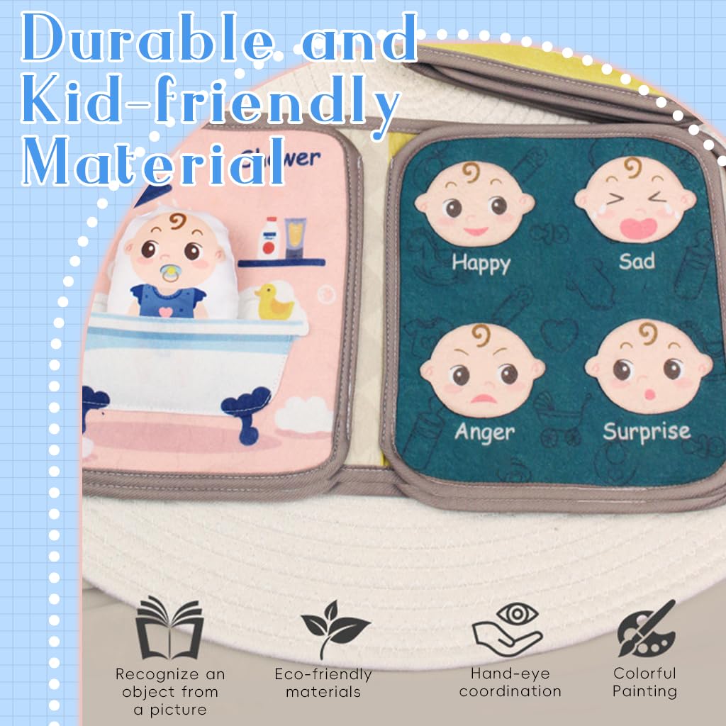SNOWIE SOFT Baby Busy Book for Travel with Squeaky Toy 21.5x21cm Fabric Pages | Toddler Learning Toy