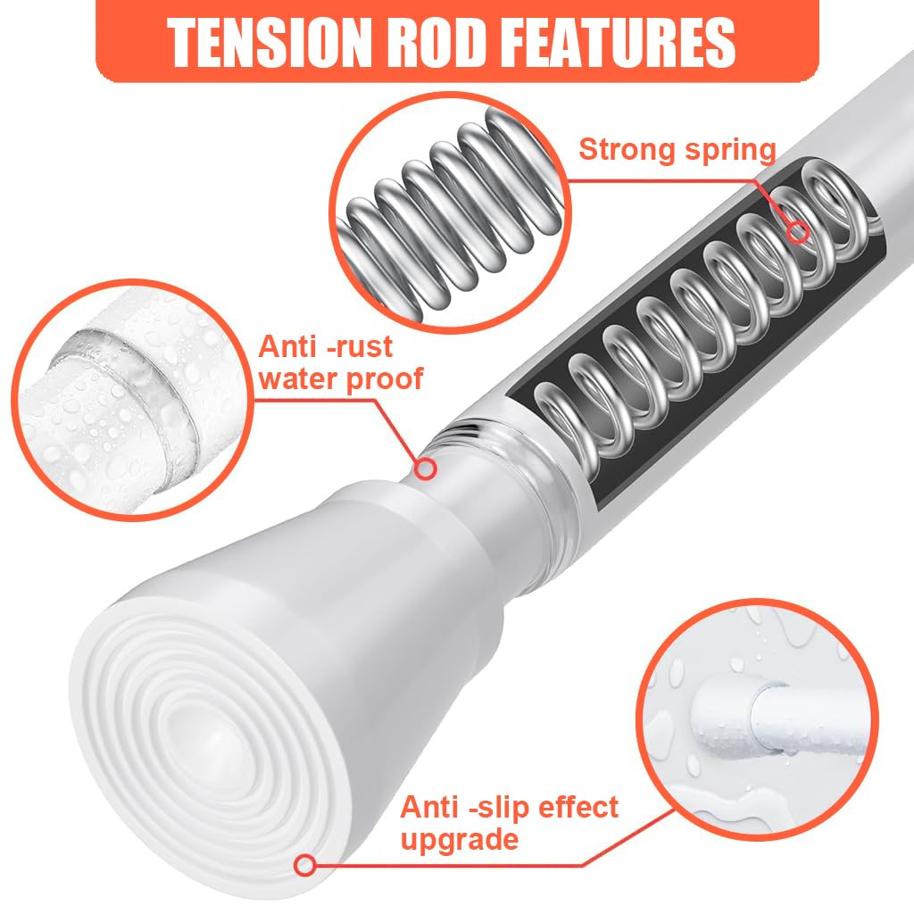 HASTHIP Retractable Curtain Rod for Windows and Showers featuring Anti Slip Pad | Adjustable 28.7–43 in Metal Tension Rod