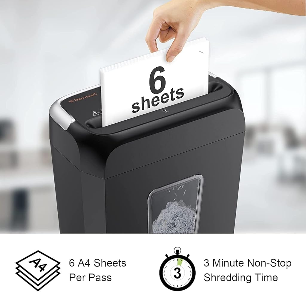 Climberty® Paper Shredder for Home Use, 3.4 Gal Wastebasket, 6-Sheet Crosscut Paper and Credit Card Shredder for Home Office with Handle for Document,Mail,Staple,Clip (C237-B)
