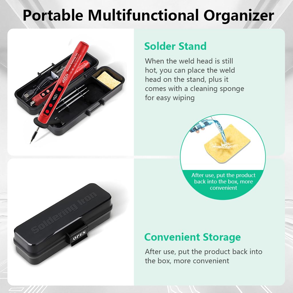 Serplex Soldering Iron Kit for Electronics with 15W Power and Ceramic Heater | USB Rechargeable