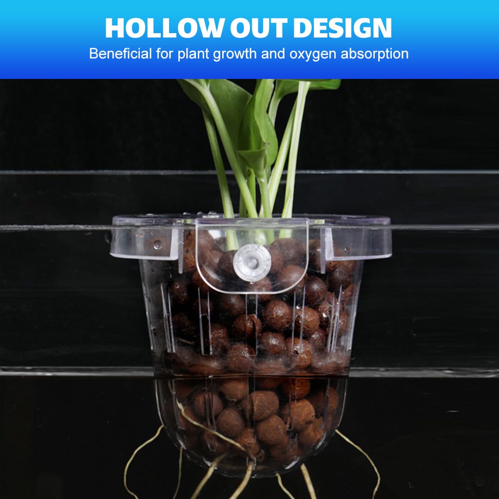 Qpets Hydroponic Plant Pot for Fish Tanks with Screw-Fixed Design and Transparent PC Material