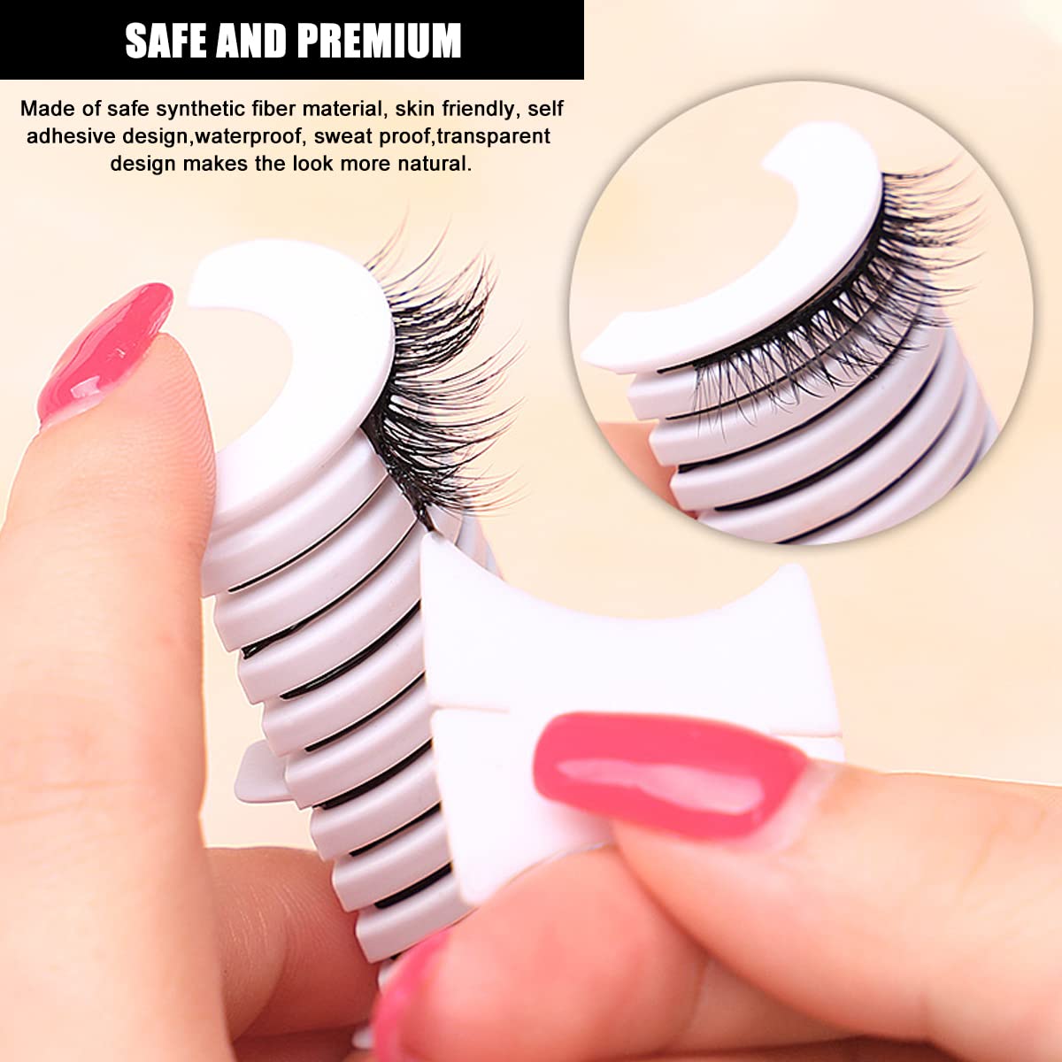 MAYCREATE Self Adhesive Lash Strips for Fake Eyelashes 5 Pairs 40mm Transparent Reusable