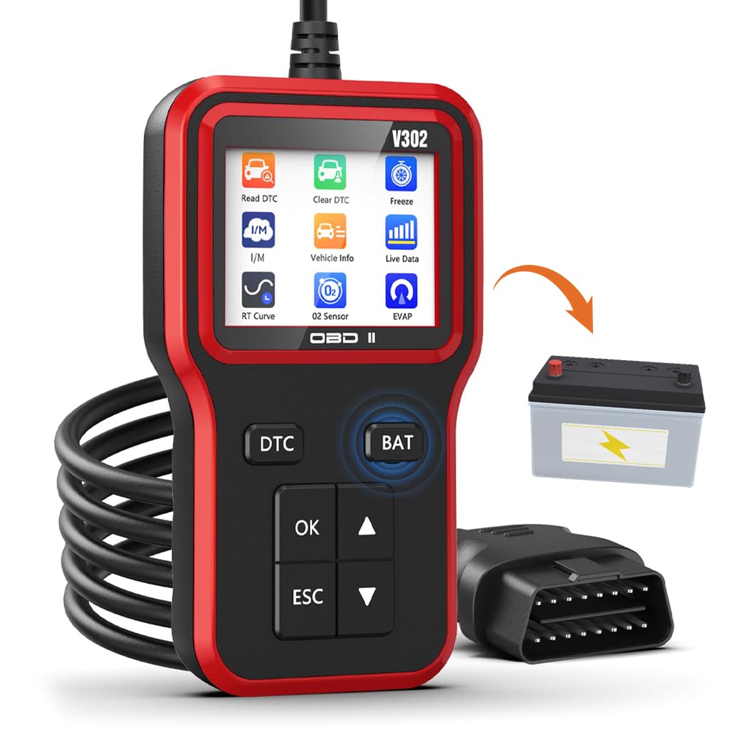 STHIRA® OBD2 Scanner with Upgrade Battery Tester - Diagnostic Tool for Cars That Check Engine Light & Emissions Readiness Read and Clears Vehicle Error Codes