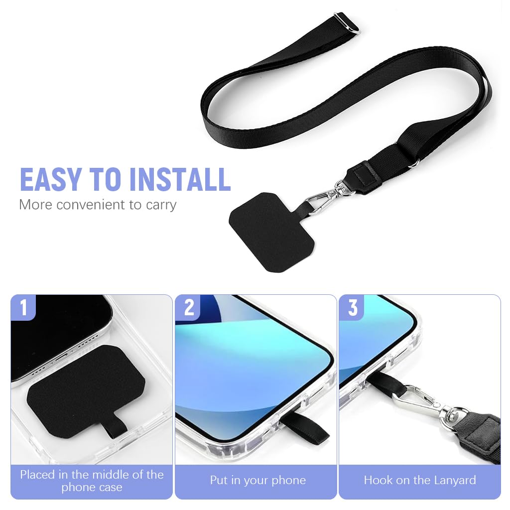 ZORBES Phone Sling Straps for Travel with Quick Release Buckles and Nylon Design | 2Pcs Black & Grey