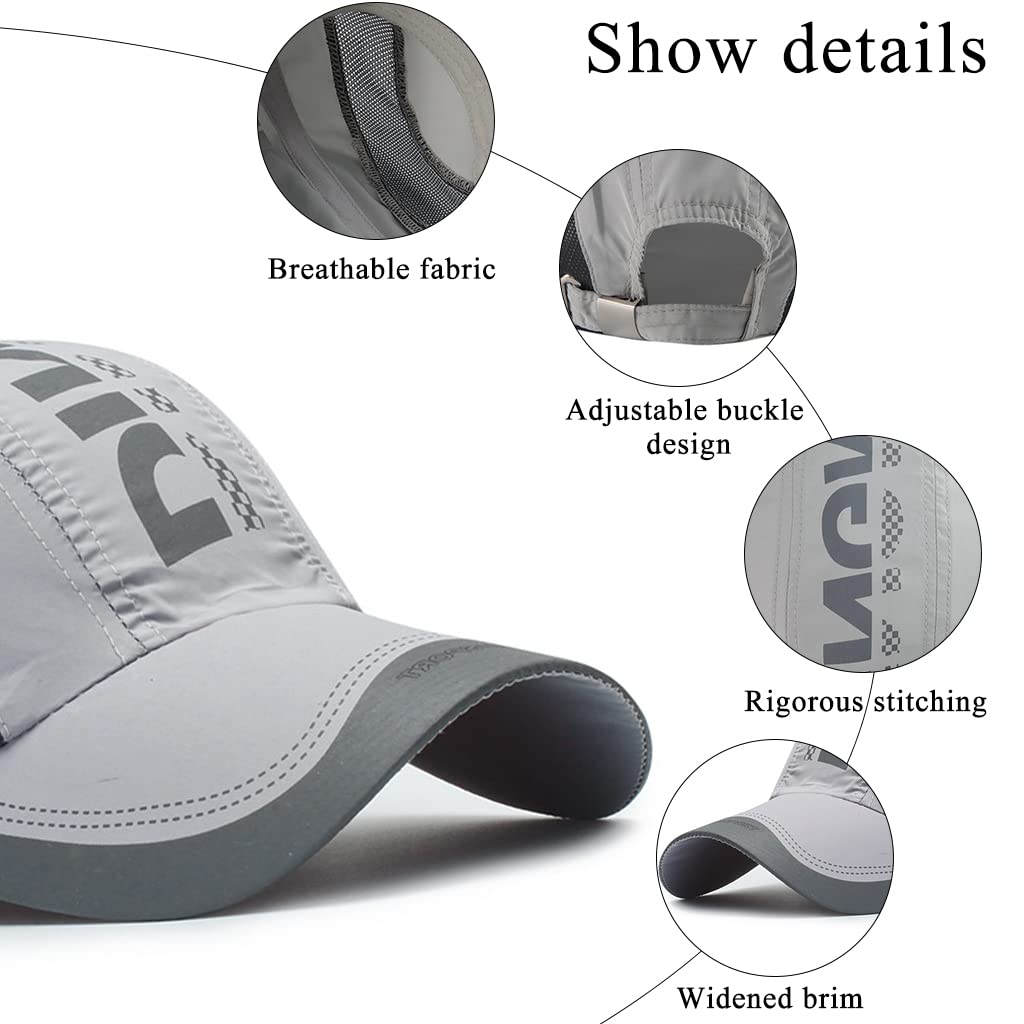 ZIBUYU  Baseball Caps for Men Women Sports Cap Outdoor Cotton Breathable Classic Baseball Cap Sport Hat for Fishing Outside Hiking Adjustable Buckle Closure (Grey)