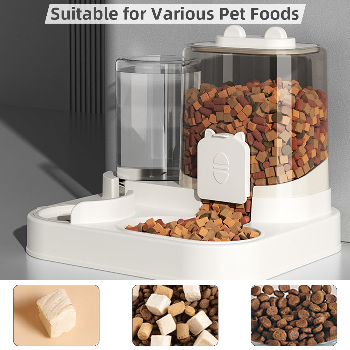 Qpets Automatic Pet Feeder for Cats and Dogs with 1.8L Food Bowl and 0.8L Water Tank | Gravity Design Foodgrade PP Structure