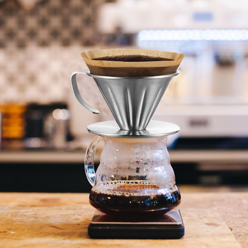 Supvox Stainless Steel Pour Over Coffee Filter for Mugs and Carafes | Reusable Eco-Friendly Dripper for Home Office and Travel