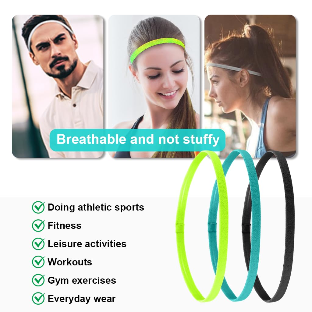 Proberos Sport Headbands for Gym Running and Yoga featuring Non Slip Silicone Grip | 6 Pack