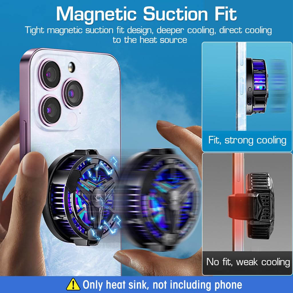 ZORBES Phone Cooler Gaming Fan,Phone Cooler For Gaming,Led Gaming Mobile Cooler Fan With Digital Display,Phone Radiator Case For Iphone Android Smartphones From 4.5-7In,Phone Cooler For Live Streaming