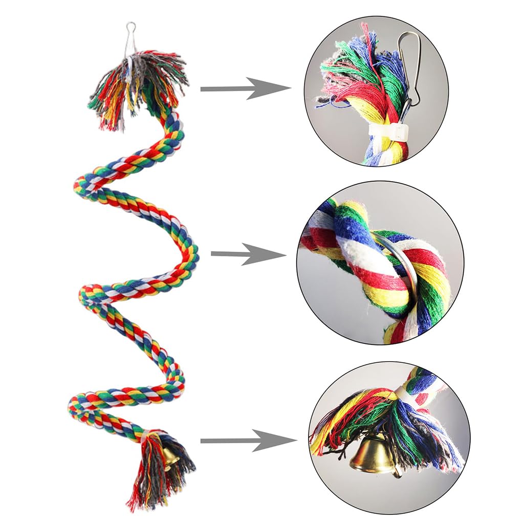 ZIBUYU Birds and Parrot Toy for Exercise with 1m Rope Perch and Steel Core | Colorful Swing