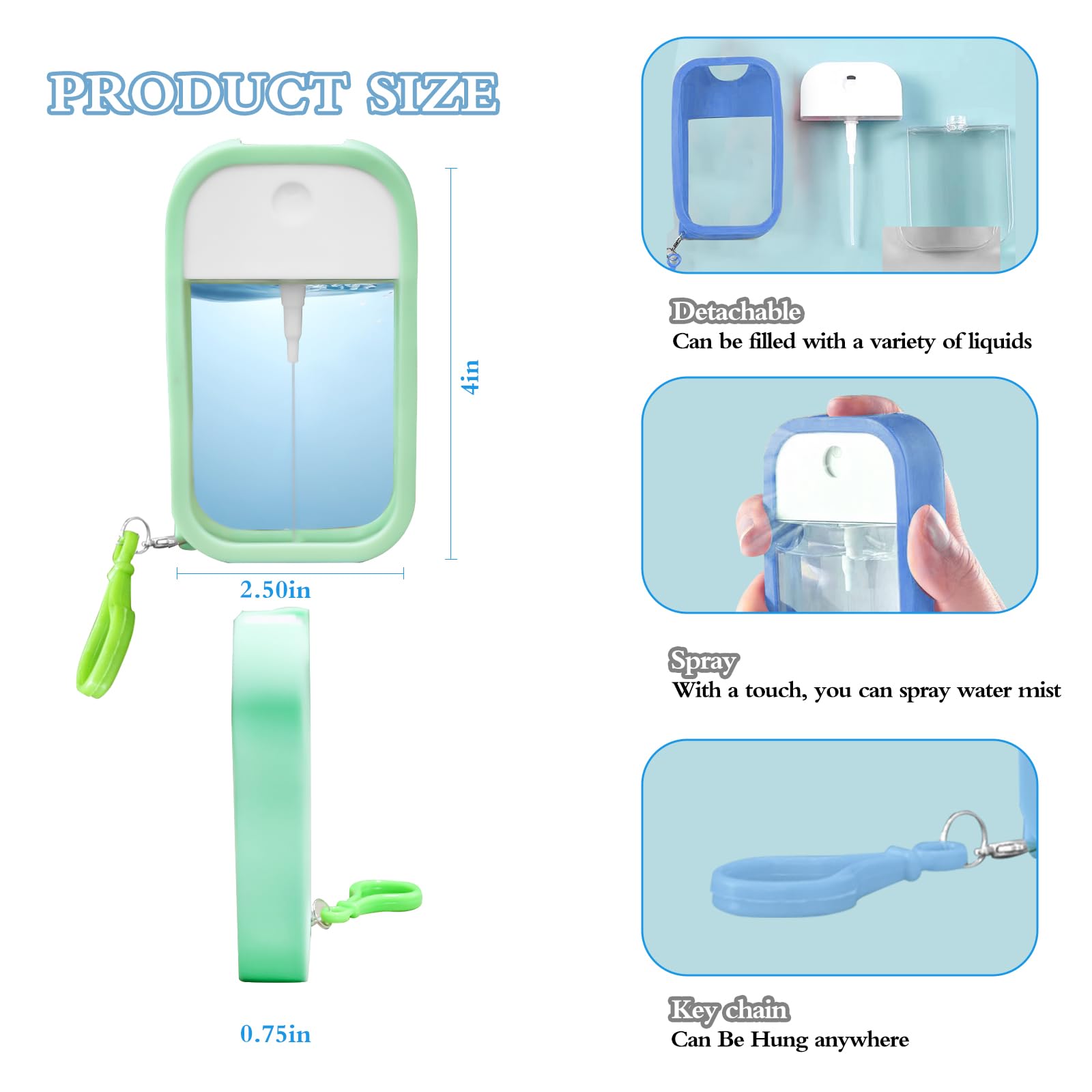 MAYCREATE Card Spray Bottle Perfume Atomizer 50 ml for Travel with Fine Mist Pump & Refillable PET Design