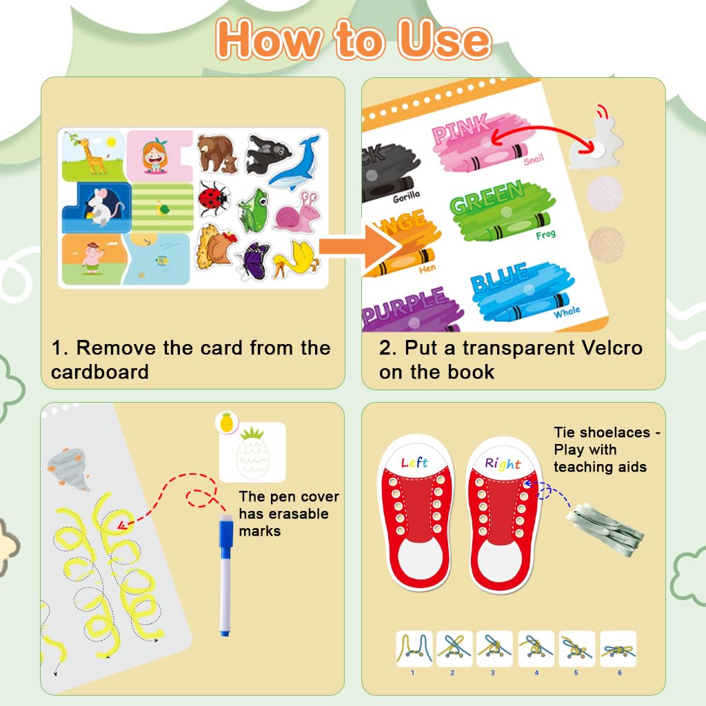 SNOWIE SOFT Child Busy Book for Preschool Learning with 3D Stickers and Tracing Activities