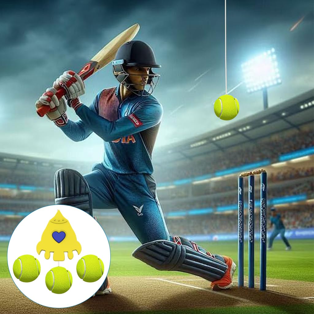 HASTHIP Cricket and Baseball Training Device with 3 Balls for Reflex and Coordination | Door Hanging Indoor & Outdoor Striking Practice Tool