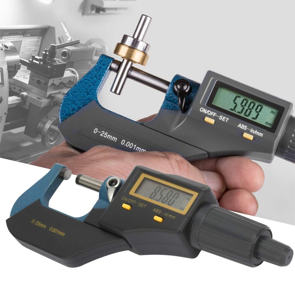Serplex Digital Micrometer for Precision Measurement with LCD Display and Carbide Surfaces | 0-25 mm Range 0.001 mm Resolution