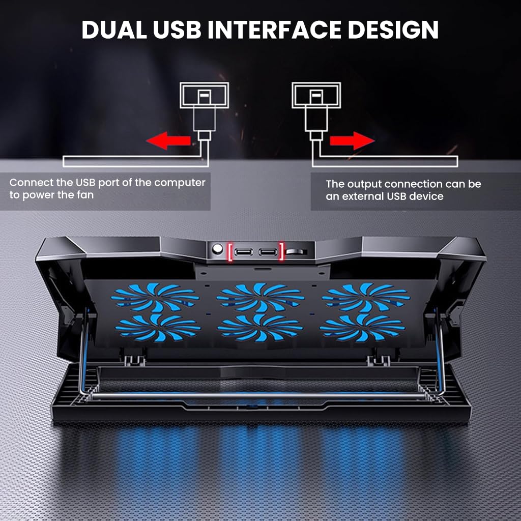 ZORBES Cooling Pad Stand for Gaming Laptop with 6 Fans and LCD Display | Dual USB and Adjustable Height