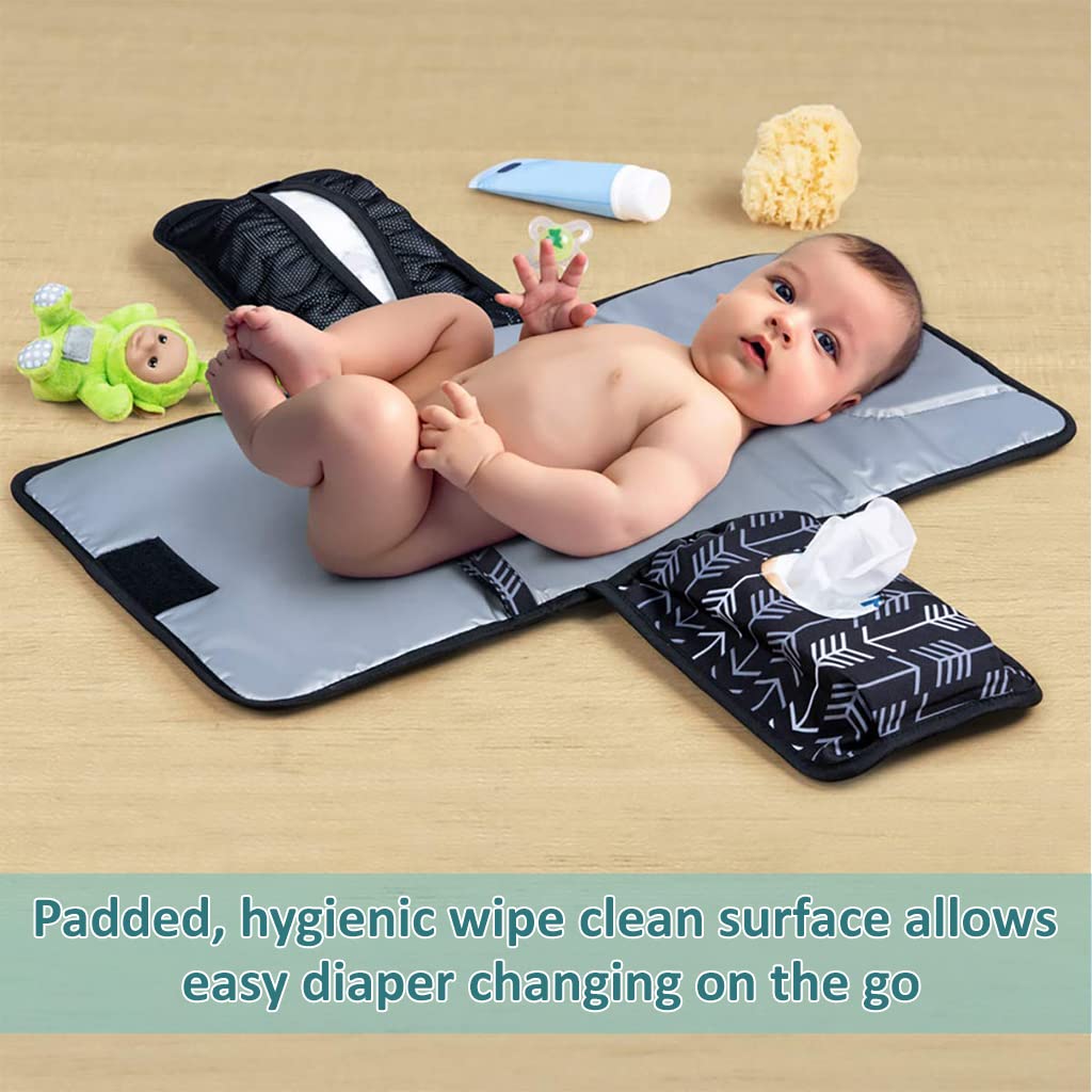 SNOWIE SOFT Baby Changing Pad, Portable Changing Pad for Baby Diaper Bag or Changing Table Pad. One-Hand Diaper Change Pad. Baby Shower Gifts, Newborn Baby Essentials, Unisex Baby Stuff