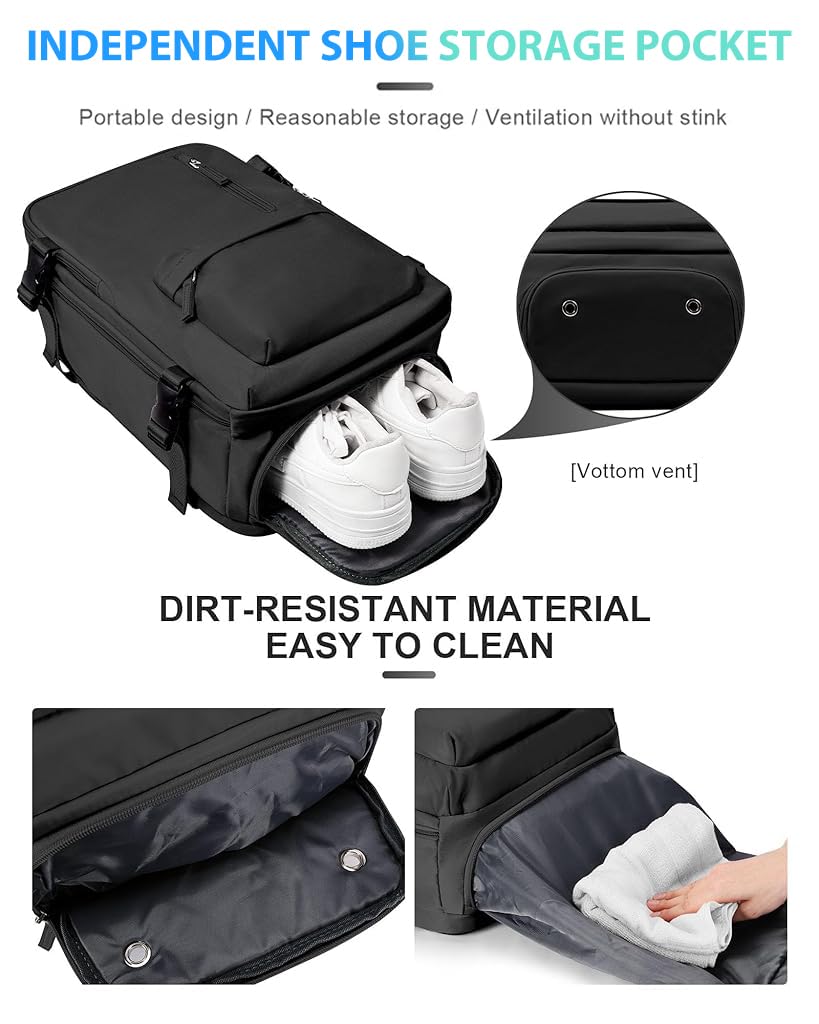 PALAY Travel Backpack for Men with 32x20x42cm Shoe Compartment and 14in Laptop Slot | Waterproof Polyester Design