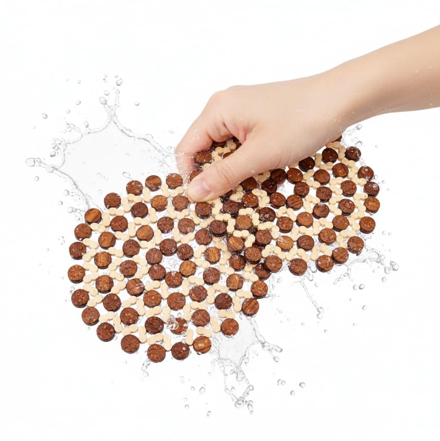 ZIBUYU Kitchen Bamboo Heat Insulation Pad for Hot Pots and Pans featuring Non Slip Design | Eco Friendly Countertop Protection