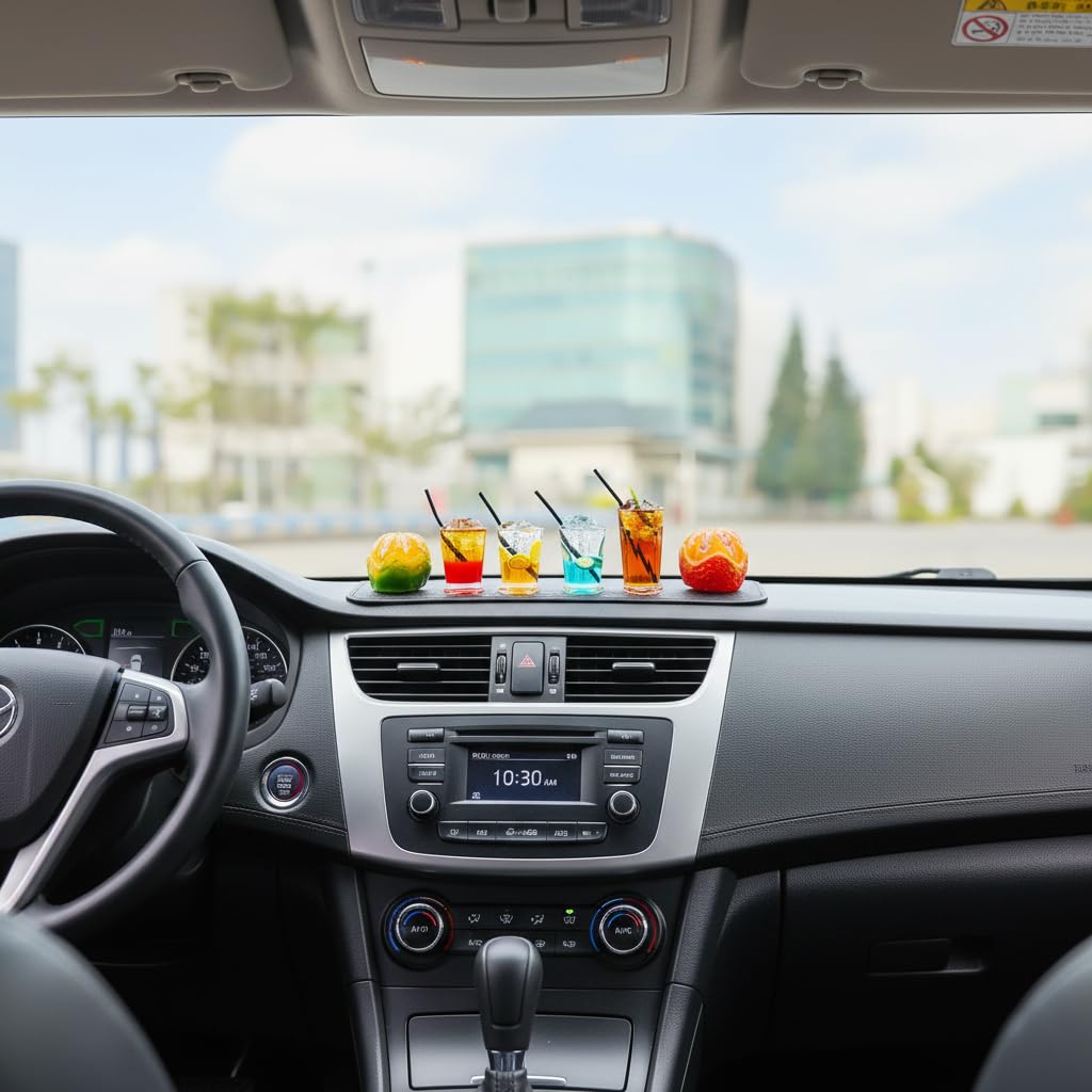 STHIRA Mini Car Ornaments for Dashboard and Windows featuring 6 Cute Summer Drink Designs