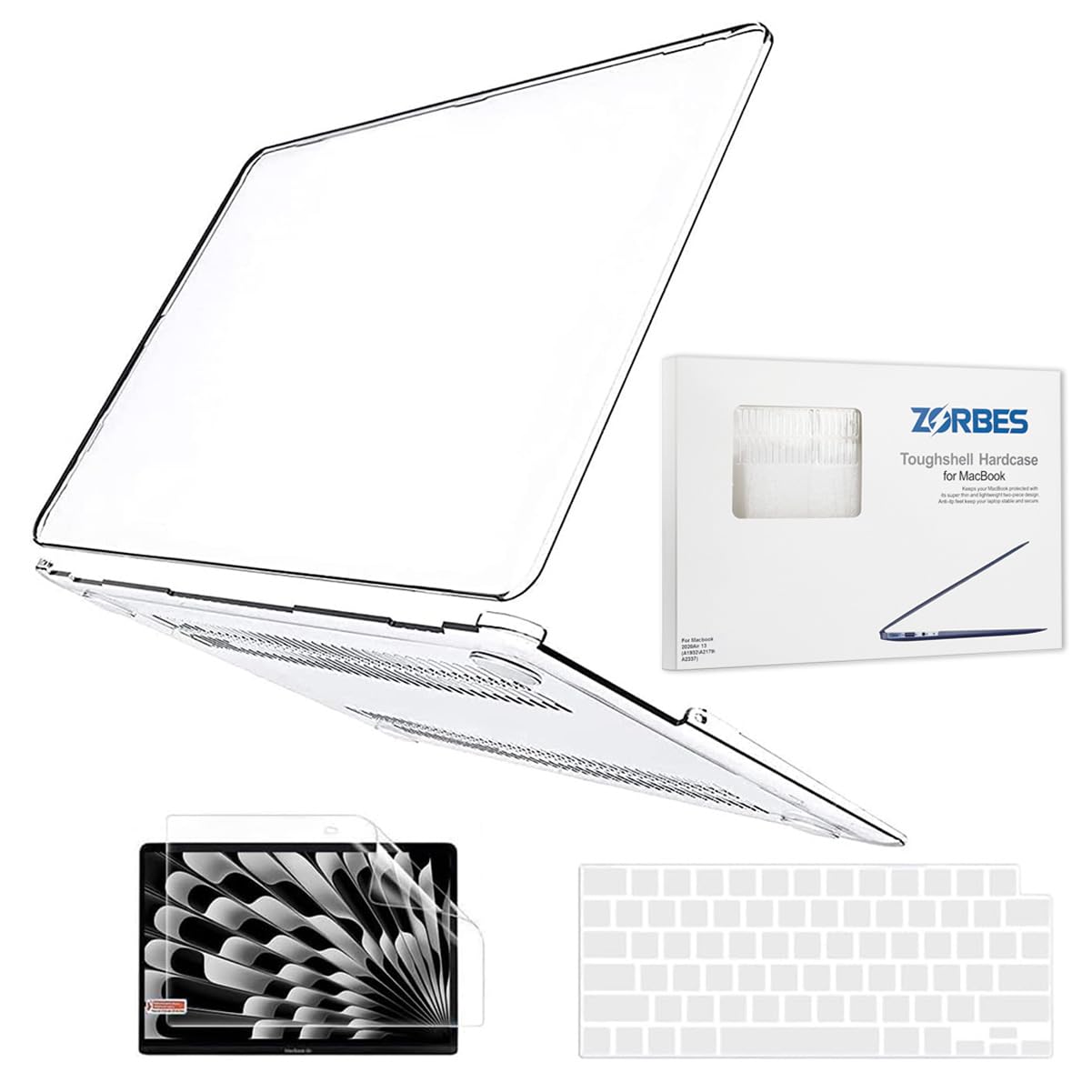 ZORBES Laptop Case Cover for MacBook Air 15 inch 2023 Release M2 Chip Model A2941 with Touch ID Retina Display, Crystal Clear - Ultimate Protection with Keyboard Cover & Screen Protector