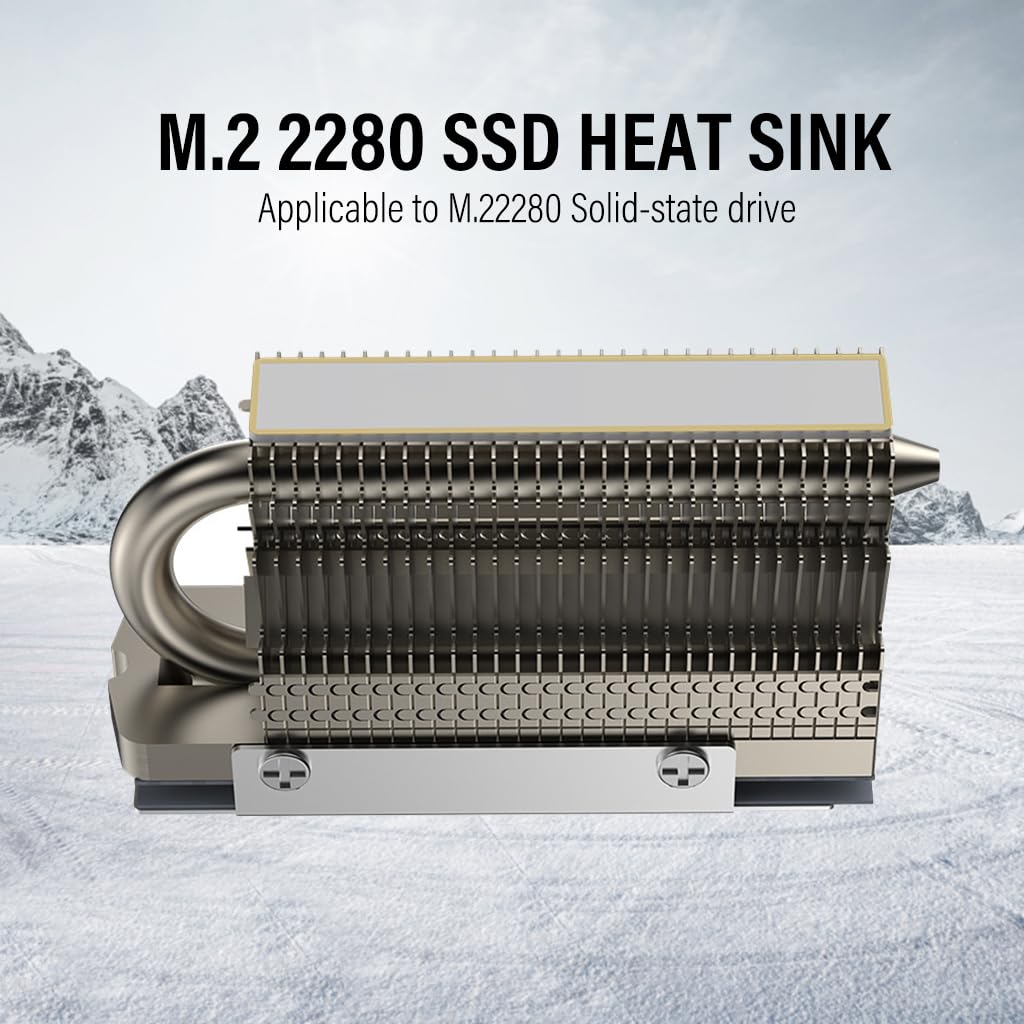ZORBES M.2 2280 SSD Heatsink for Desktop and PS5 with Heat Pipe and Double-Sided Cooling | Aluminum Alloy with Nano Thermal Pads 3×0.95×0.4 in
