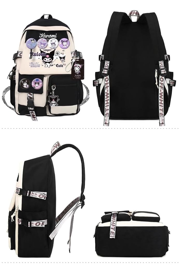 HASTHIP® 23Pcs Kawaii Kuromi School Supplies Set with Notebook, Pencil Pouch, Stickers, Pens + PALAY Kuromi Backpack for Girls, DIY Journaling, Scrapbooking, School Gift Combo