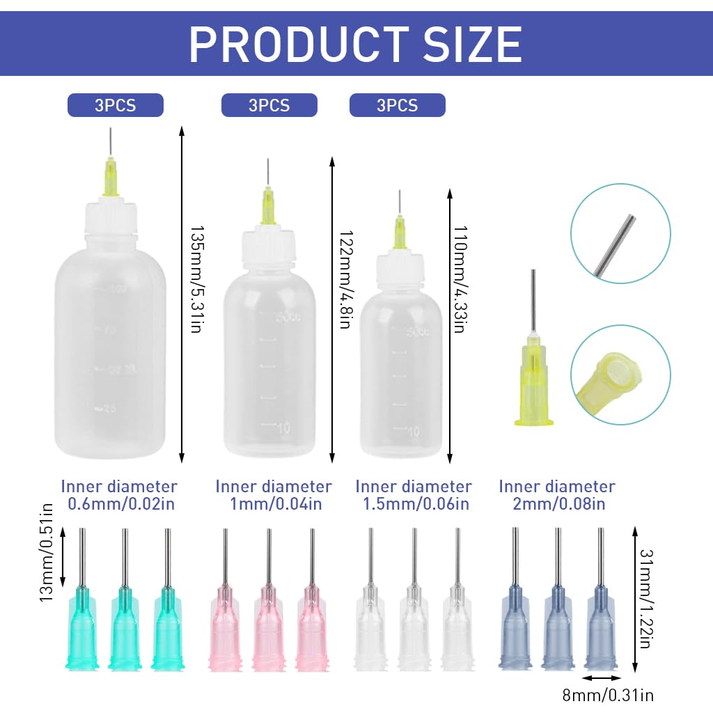 HASTHIP® 41Pcs Glue Applicator Bottles 30ml/50ml/100ml Transparent Glue Dispenser Bottles Applicator with Multi Sizes Replacement Fine Tip Nozzles, Long Nozzles, Funnels, For Crafting and DIY Projects