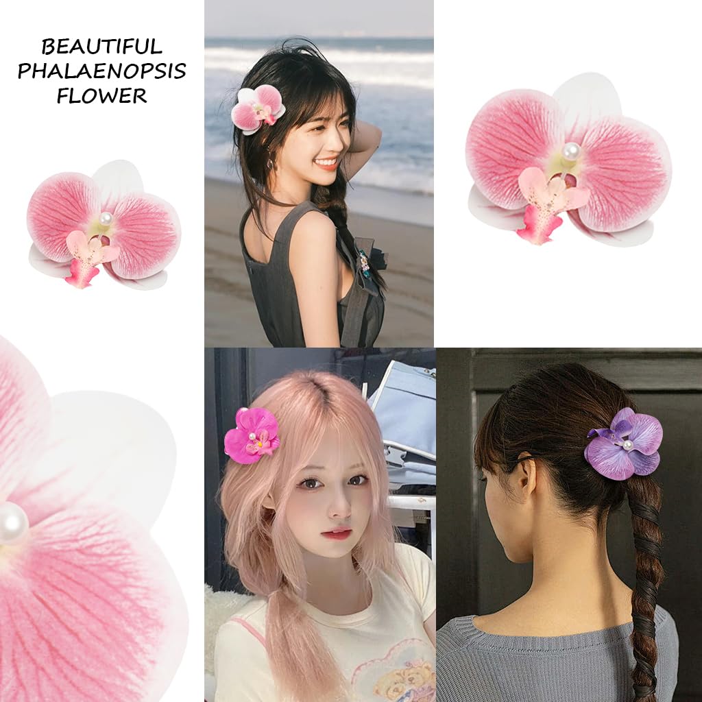 Venzina Flower Hair Clips for Women featuring 3 Pcs Orchid Design with Metal Clasps | Stylish Barrettes for Everyday and Party Hairstyles