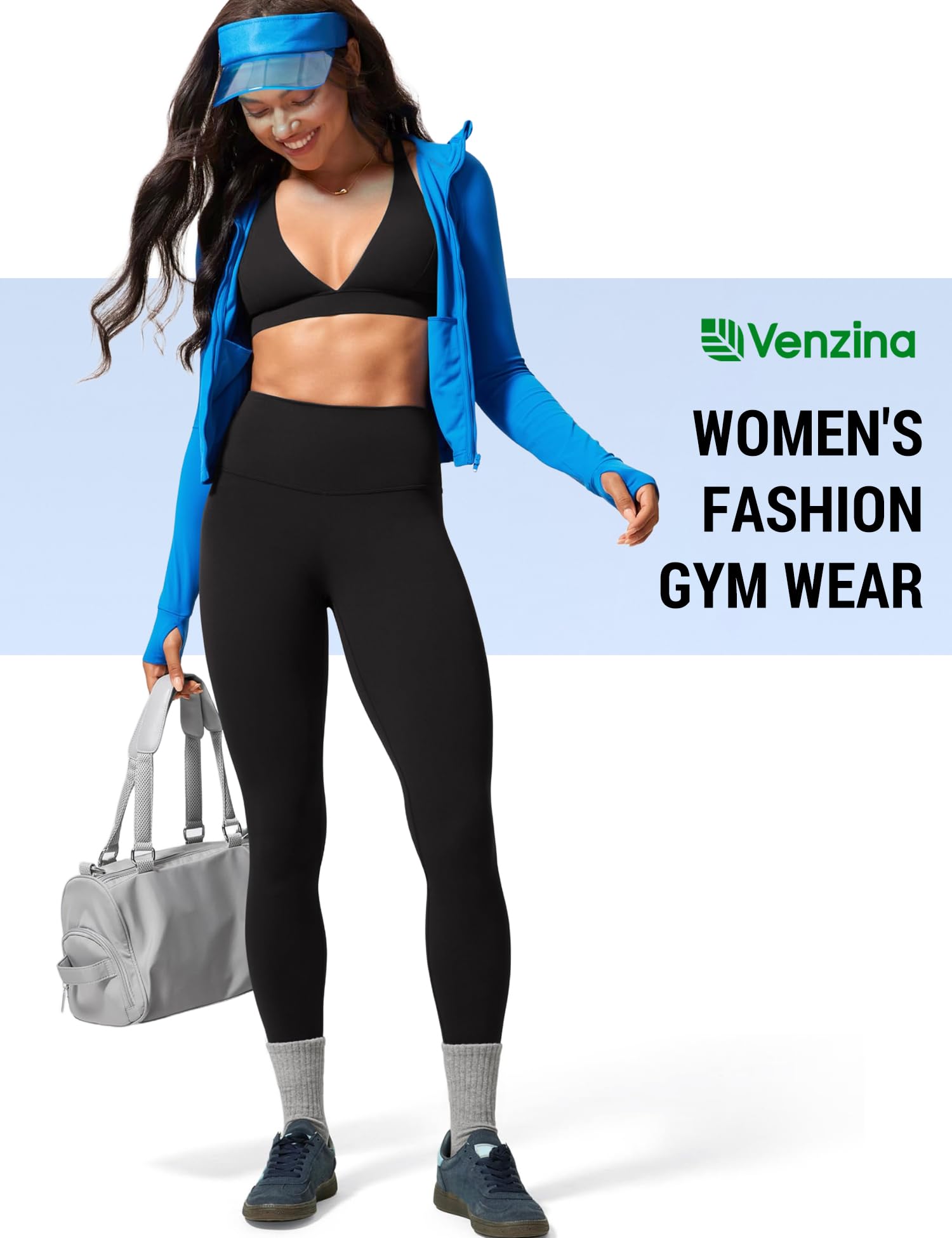 Venzina Women’s Leggings for Yoga and Workout with Tummy Control and Butt Lifting | 82.5% Polyester 17.5% Spandex Black XL