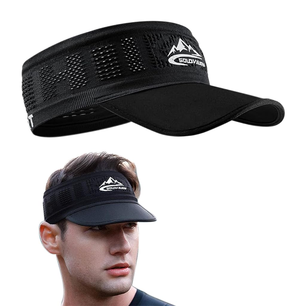 GUSTAVE Sport Cap Visor for Running with 3.5 in Curved Brim and Non Slip Adjustable Band | UPF 50+ Sun Protection