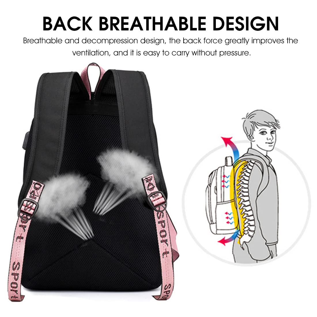 PALAY® School Bags for Girls Blackpink KPOP Theme Prints School Backpack With USB Charging and Headset Port Backpack for Student School Bag for Girls Large Capacity for Boy gift