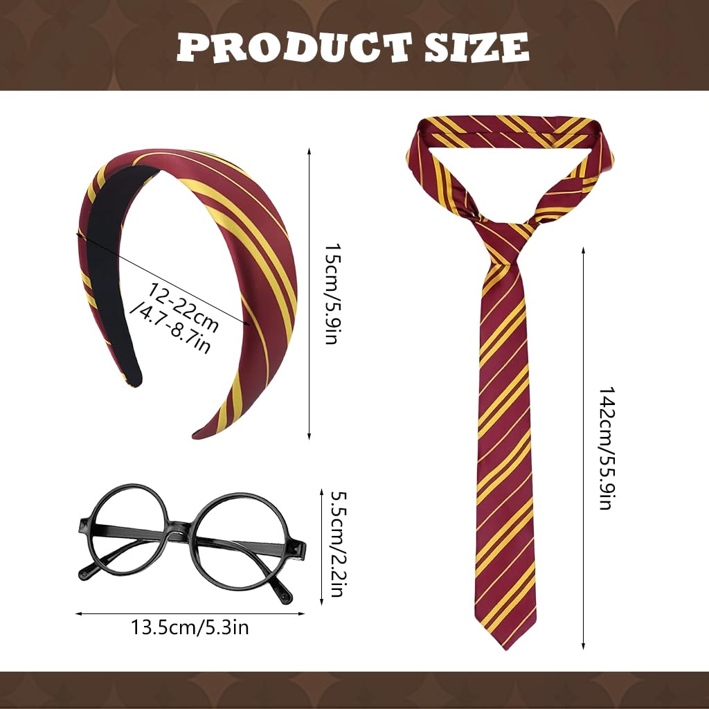 PATPAT Wizard Cosplay Costume for Halloween with 3Pcs Necktie Glasses and Headband Set
