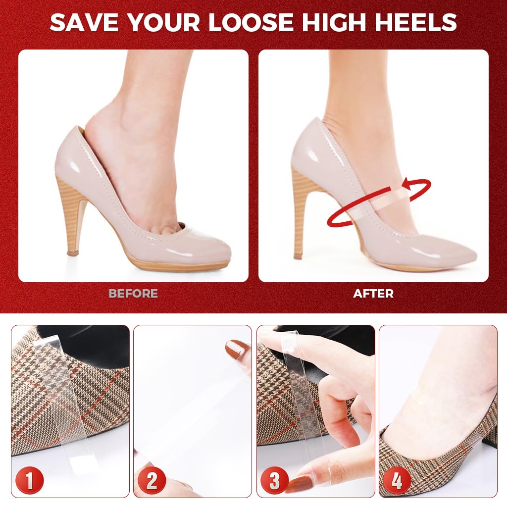 MAYCREATE Invisible High Heel Shoe Straps for Women with 15mm Elastic Anti Slip Design | 10 Pairs