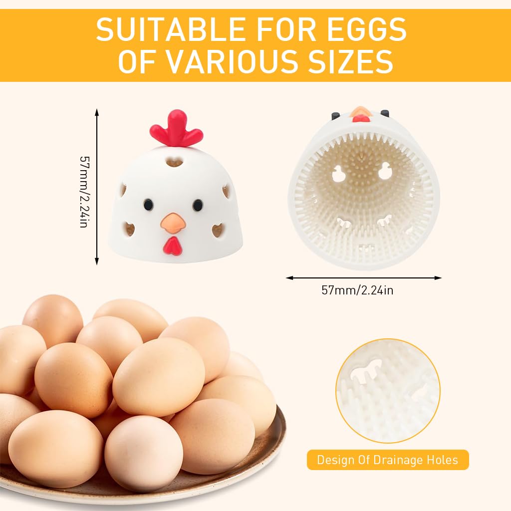 HASTHIP Silicone Egg Brush Cleaner for Fresh Eggs with 2.24 in Cap Design and Soft Bristles