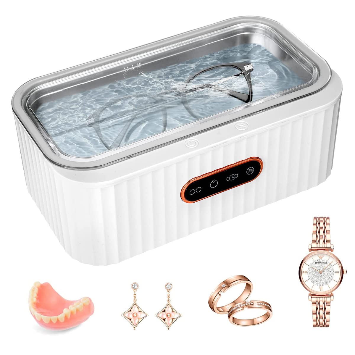 Serplex Ultrasonic Jewelry Cleaner for Watches and Glasses with 47kHz 4 Modes | 304 Stainless Steel Chamber