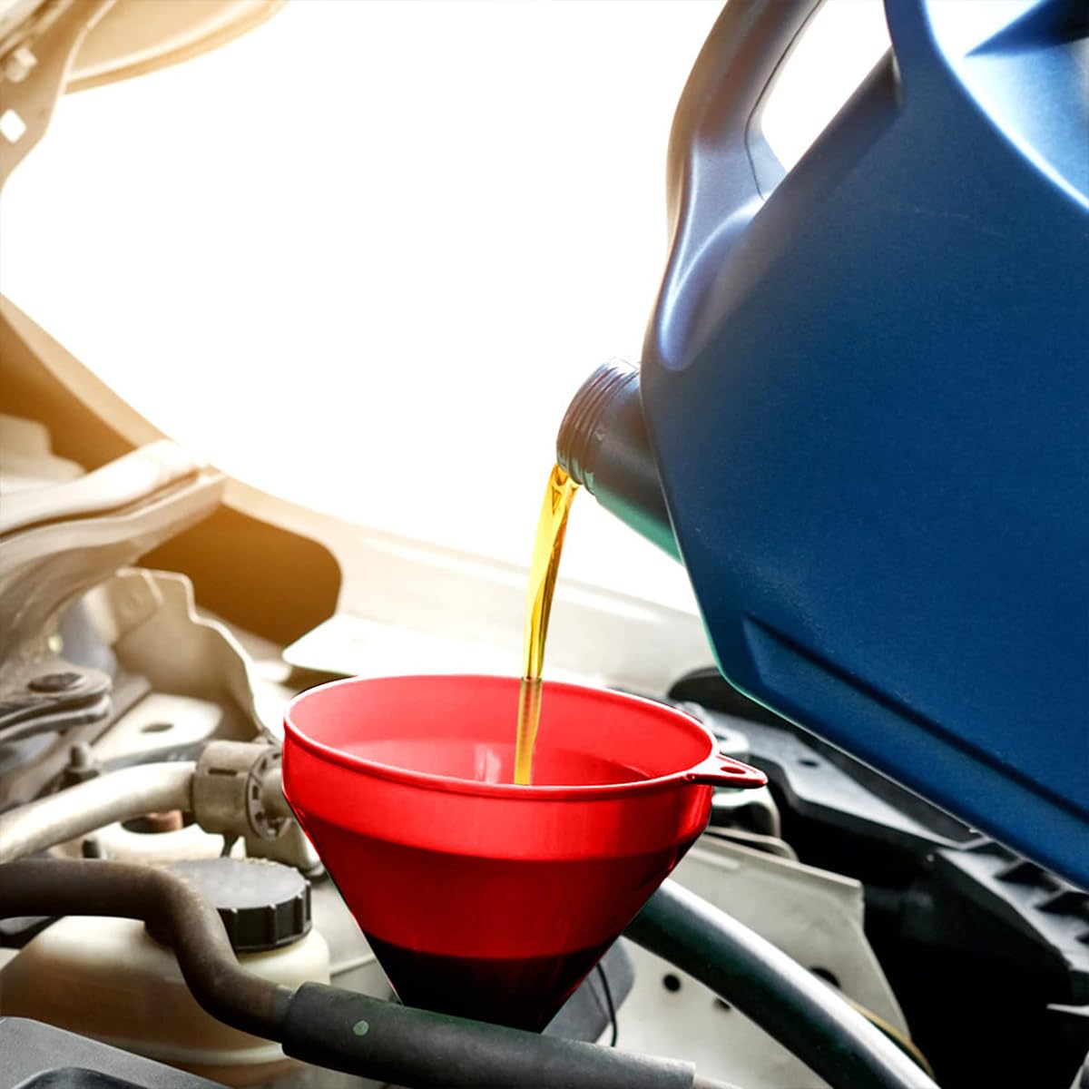 STHIRA Oil Transfer Funnel Set for Automotive Use with Filtration Sieve and Flexible Pipes