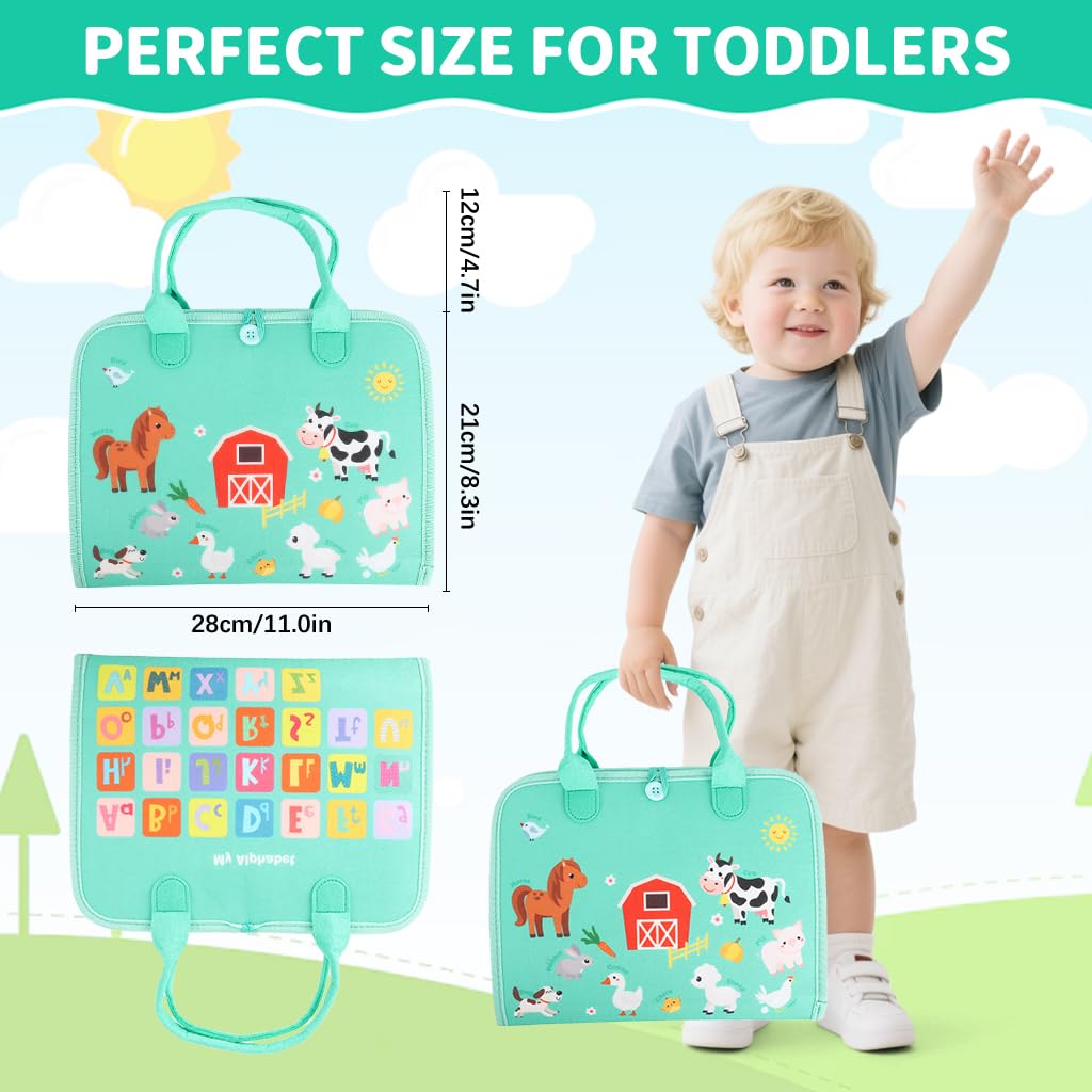 SNOWIE SOFT Farm Montessori Busy Board for Toddlers 1–3 with 4 Activity Pages | Travel Toy