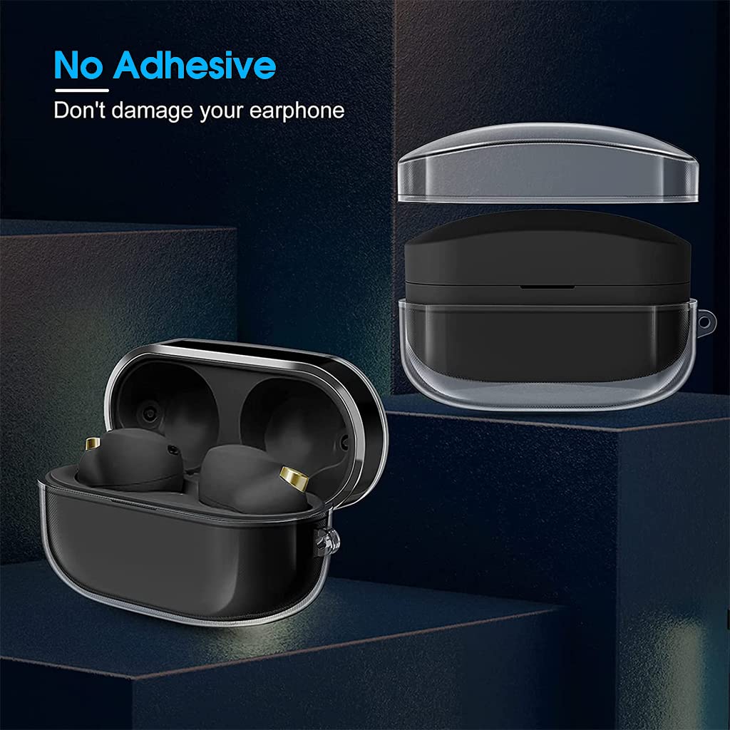 ZIBUYU Clear Soft Silicone Case for Sony Earbud WF-1000XM4 Slim Transparent Protective Cover for Sony WF-1000XM4 Anti-Scratch Cover with Lanyard Hole