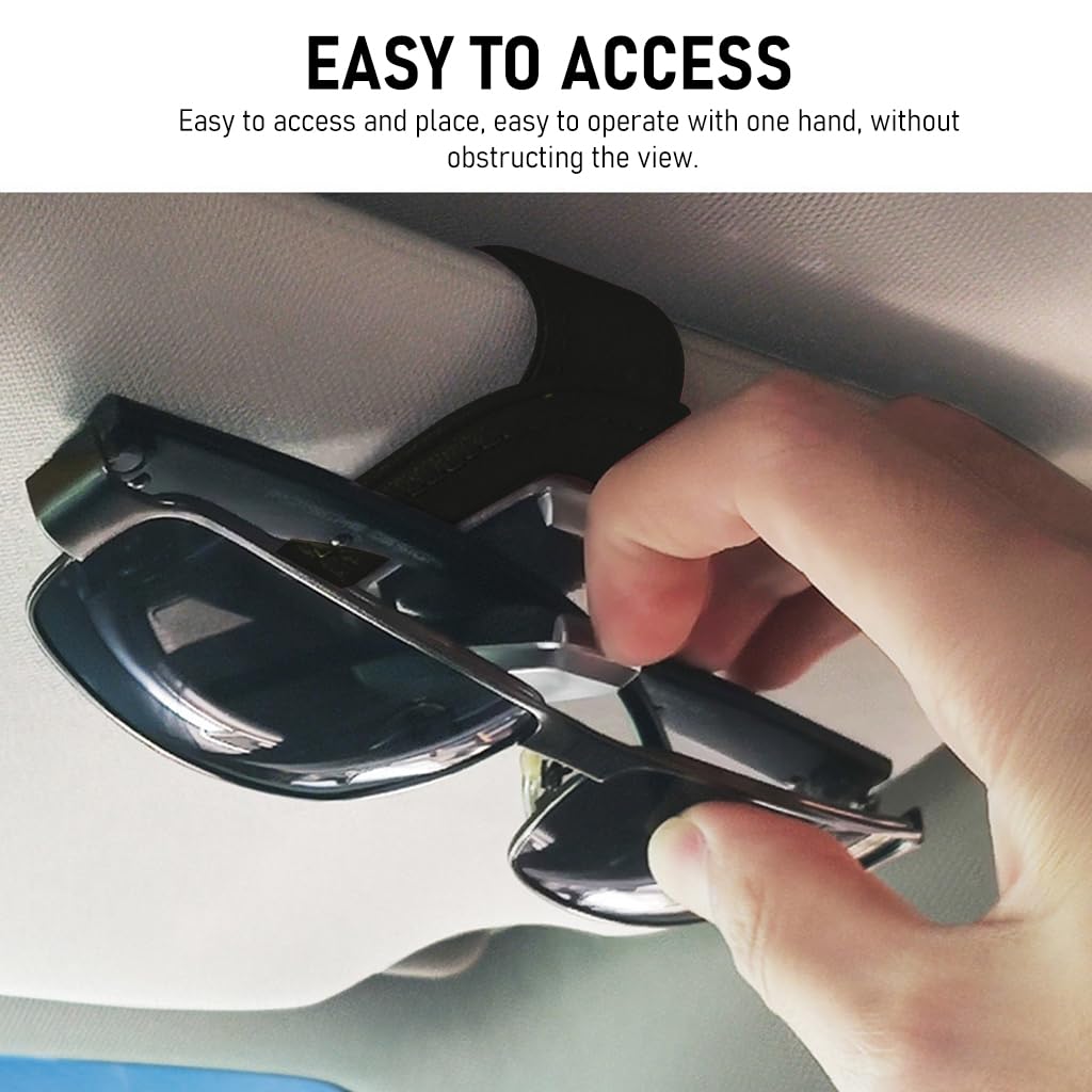 Car Sunglasses Holder for Sun Visor with Magnet Snap Closure and 4 x 1 x 1.77 in PU Leather Clip
