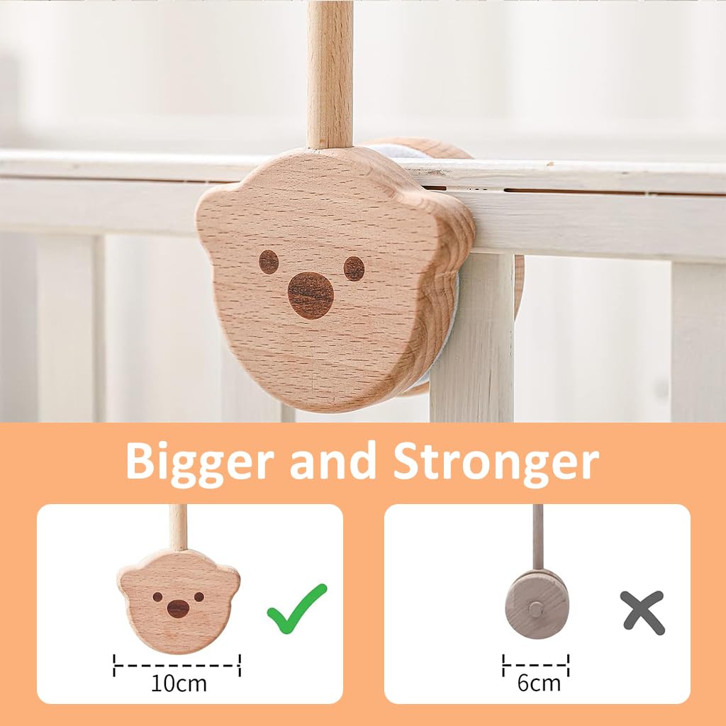 SNOWIE SOFT baby crib mobile arm with 360° rotatable design and screw mount | wooden 32.8 in holder for hanging toys