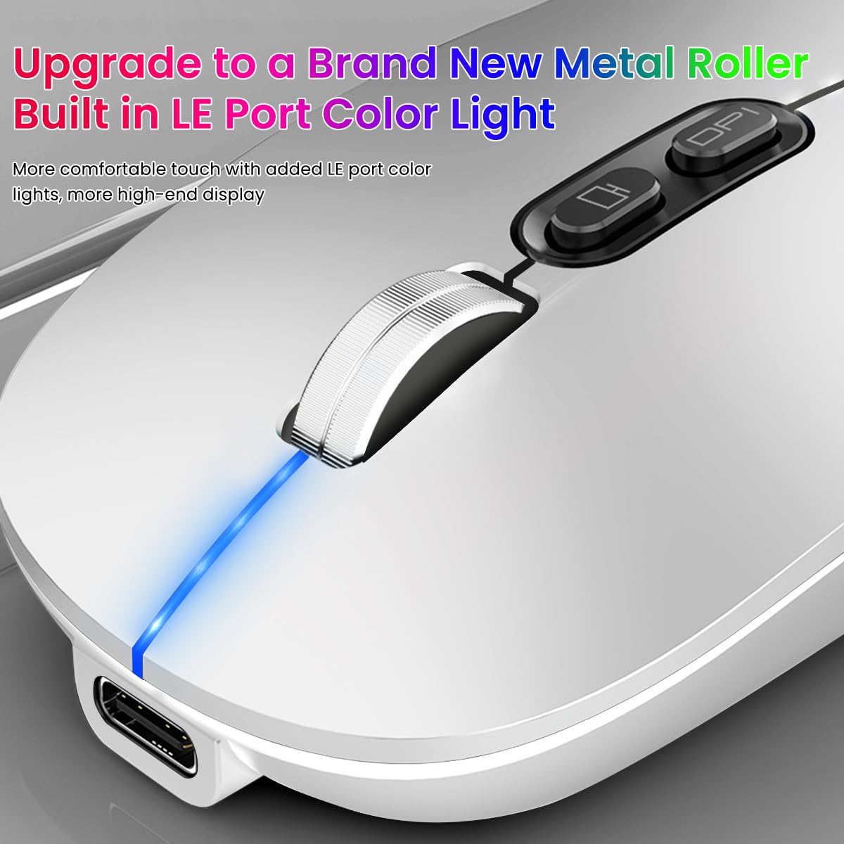 Verilux Wireless Mouse for Laptop with Rechargeable Battery and 3 Connection Modes | Silver 2PCS