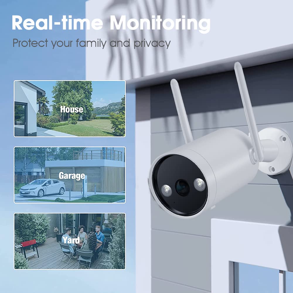 HASTHIP Wireless Security Camera for Home with 1080P HD 2.4GHz WiFi and Night Vision | IP66 Waterproof Outdoor Camera with PIR Motion Detection and 2-Way Audio