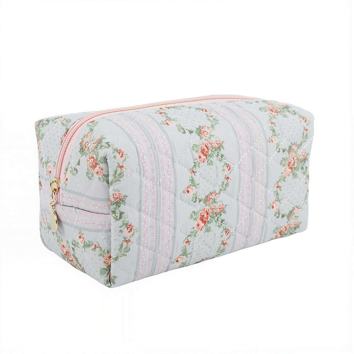 MAYCREATE Makeup Pouch Bag for Travel and Daily Use with Zipper Closure 20.5x9x9.5cm | Soft Floral Organizer for Women