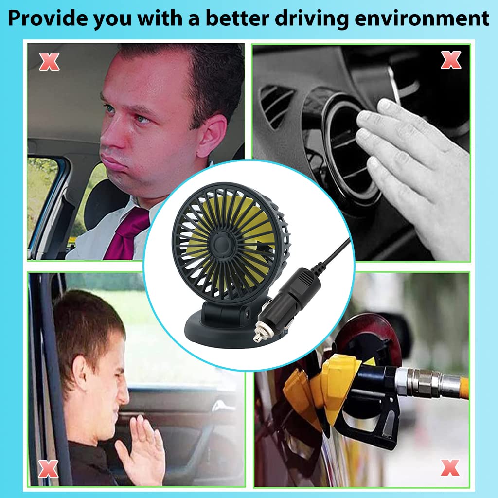 ZORBES Car Fan for 12V Vehicles featuring 360° Rotatable Design | Portable Use in Cars SUVs and Boats