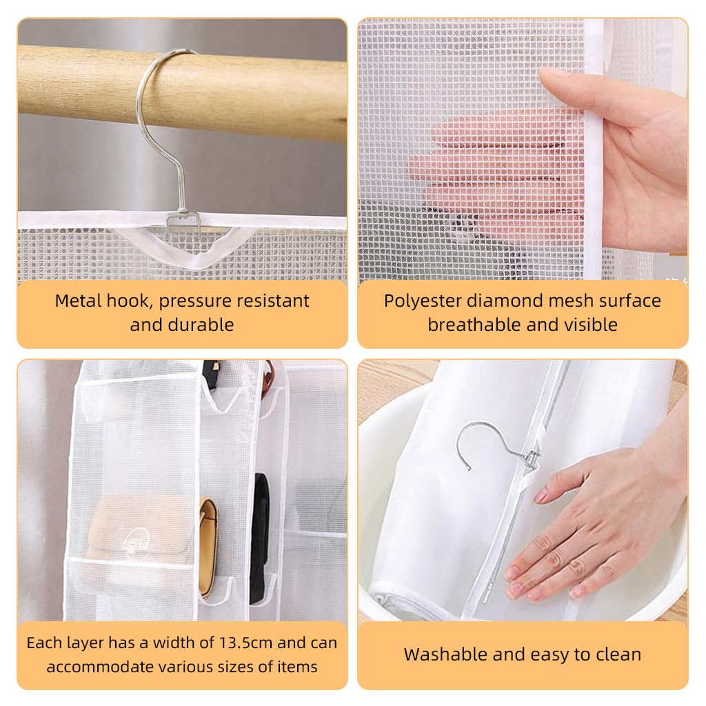 ZIBUYU Bag Organiser for Handbags with 6 Pockets and Hanging Design 90 x 35 cm | Space-Saving Storage for Women