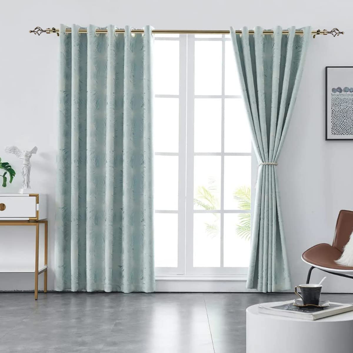 HASTHIP Curtain Rod for Windows adjustable 40 to 79 in with swirl finials and iron build | bronze finish