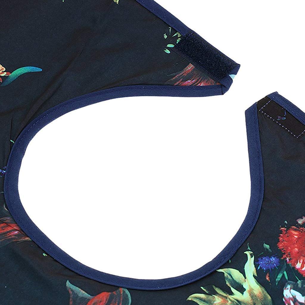 HASTHIP® Adult Bibs Clothing Protectors Waterproof Pocket Apron Washable with Crumb Catcher Floral 3 PCS