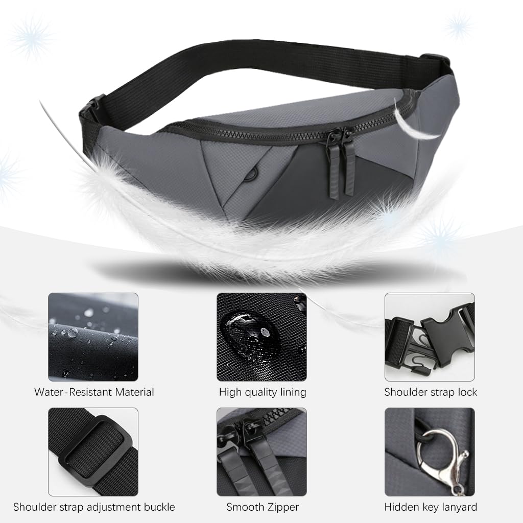 GUSTAVE Waist Bag for Men with Adjustable Nylon Belt and Versatile Carrying Options 22x14cm