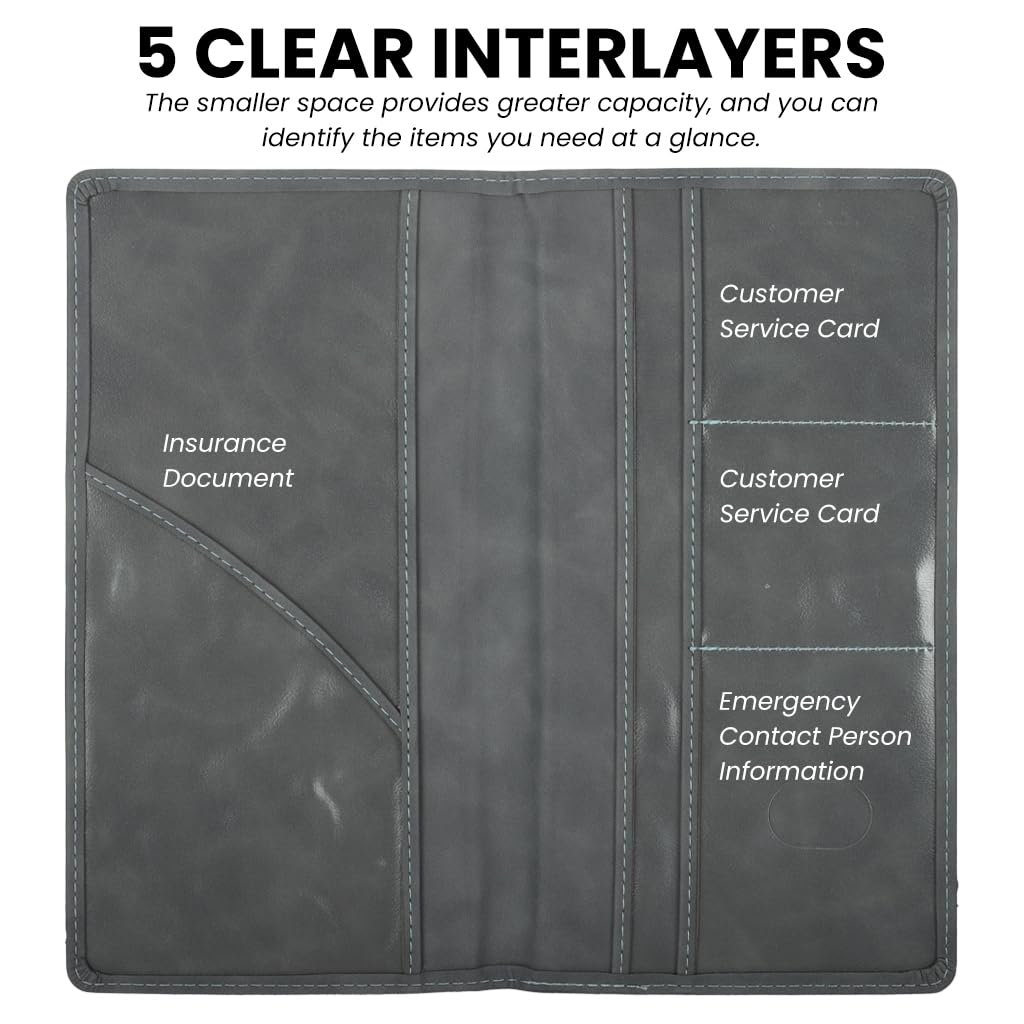 Zibuyu Car Registration and Insurance Holder with Magnetic Closure and 6 Pockets | PU Leather Coffee Organizer 24 x 12.9 x 1 cm